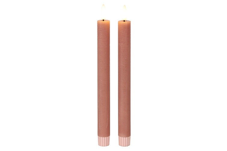 2 stuks LED Dinerkaars rustiek roze - 24 cm hoog + afstandsbediening (Countryfield)