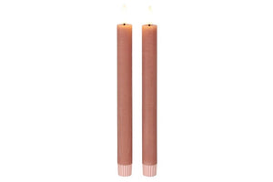 2 stuks LED Dinerkaars rustiek roze - 24 cm hoog + afstandsbediening (Countryfield)