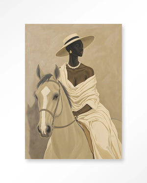 Glasschilderij Amazone (paard) - Urban Cotton