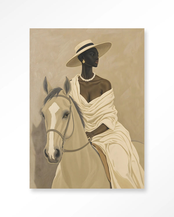 Glasschilderij Amazone (paard) - Urban Cotton