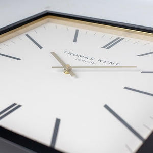 Wandklok vierkant Thomas Kent Smithfield London Wit/Zwart 40x40 cm