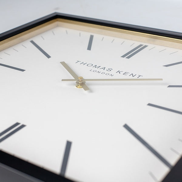 Wandklok vierkant Thomas Kent Smithfield London Wit/Zwart 40x40 cm