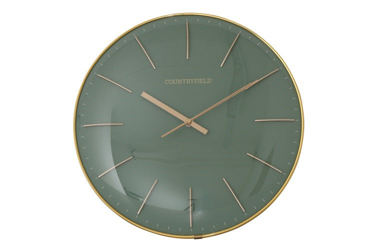 Wandklok Bellamy rond groen/goud Countryfield Ø35 cm (NIEUW)