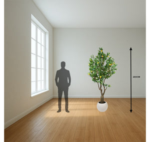 Kunst plant Citrus limon in pot groen/geel - 260 cm hoog