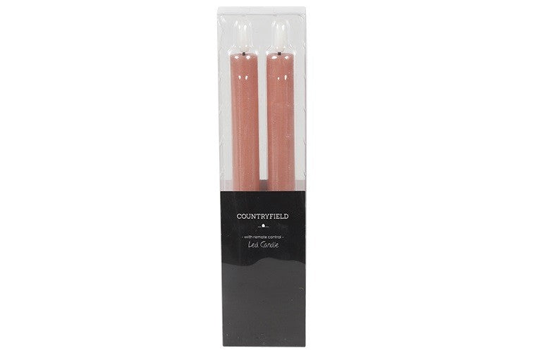 2 stuks LED Dinerkaars rustiek roze - 24 cm hoog + afstandsbediening (Countryfield)