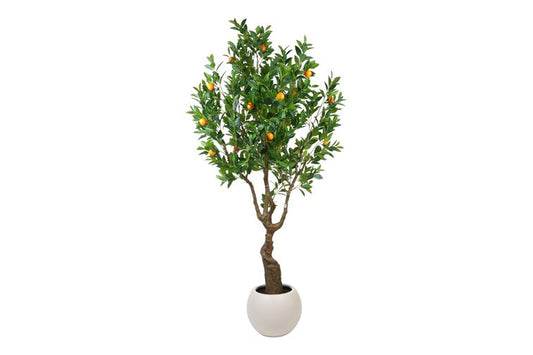 Kunst plant Sinansis/mandarijn in pot groen/oranje- 260 cm hoog