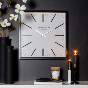 Wandklok vierkant Thomas Kent Smithfield London Wit/Zwart 40x40 cm