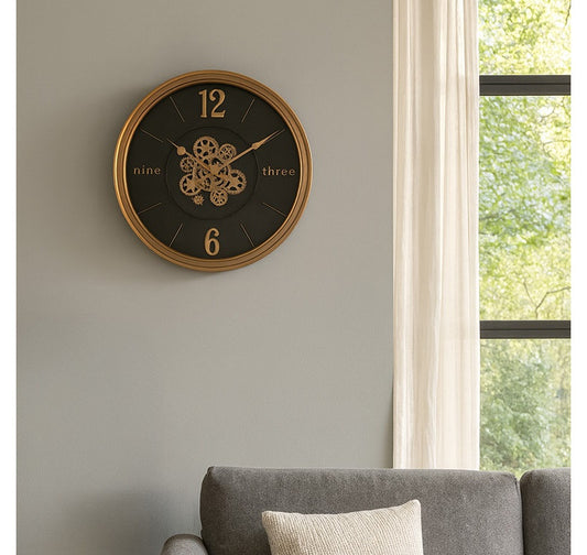 Radarklok Momentum rond zwart/goud Countryfield Ø60 cm, foto 2