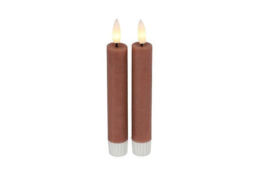 2 stuks LED Dinerkaars rustiek roze - 15 cm hoog + afstandsbediening (Countryfield)