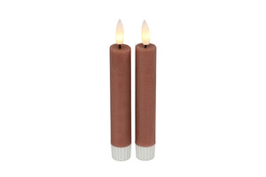 2 stuks LED Dinerkaars rustiek roze - 15 cm hoog + afstandsbediening (Countryfield)