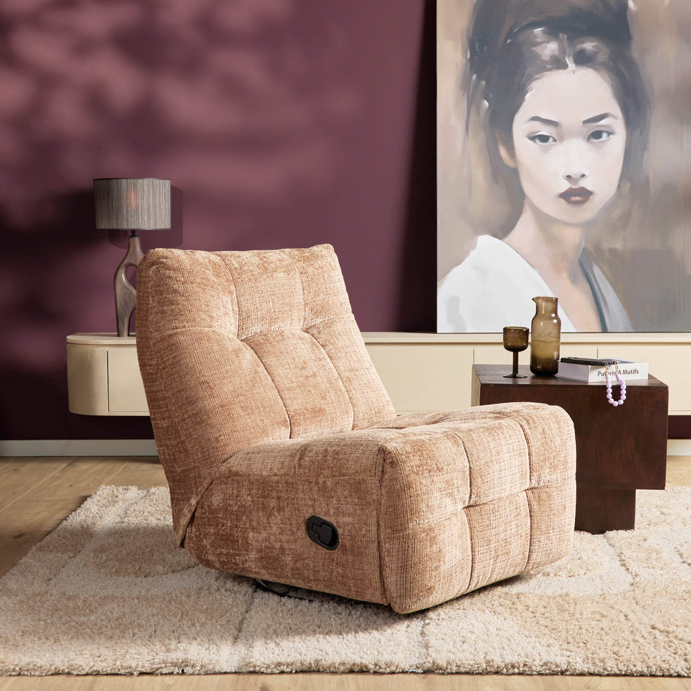 Relaxfauteuil Mila handmatig & draaibaar met unieke schommelstand - Cinnamon stof