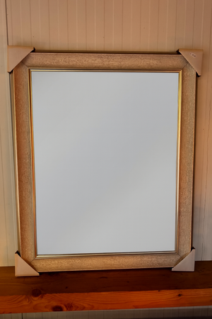 Luxe spiegel grijs/goud 70x85 cm facet geslepen  (magazijn opruiming)