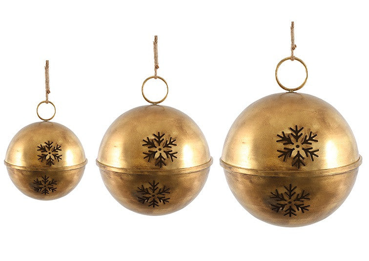 Kerst hangers/ballen Asley rond goud XXL. Set van 3 stuks. Ø50, Ø62 & Ø72 cm