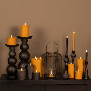 2 stuks LED Dinerkaars rustiek zwart - 15 cm hoog + afstandsbediening (Countryfield)
