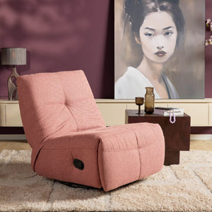 Relaxfauteuil Izzy handmatig & draaibaar met unieke schommelstand - Roze stof