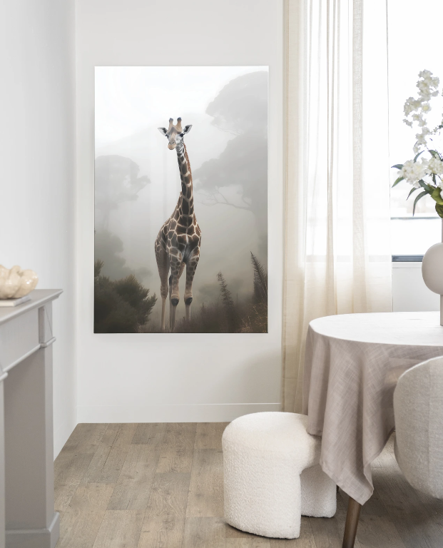 Glasschilderij Giraffe Mist - Urban Cotton