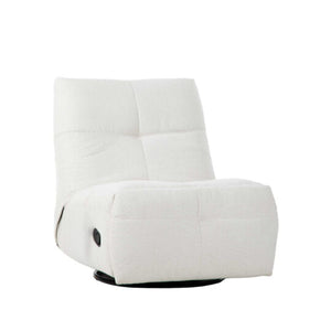 Relaxfauteuil Izzy handmatig & draaibaar met unieke schommelstand - Witte stof (Off white)