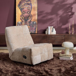 Relaxfauteuil Mila handmatig & draaibaar met unieke schommelstand - Beige stof