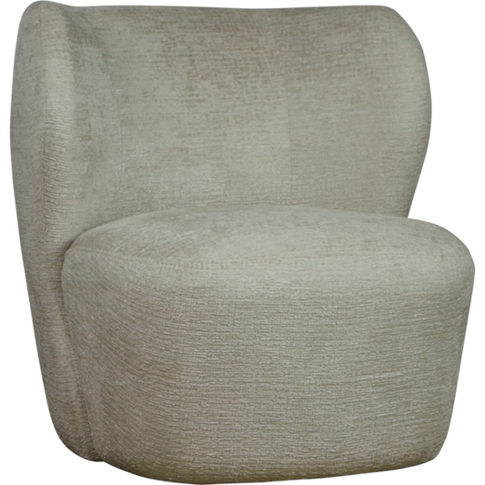 Fauteuil Ronda zonder armleuning halfrond Fusion stof Shell 196 licht/beige kleur (Magazijn sale)