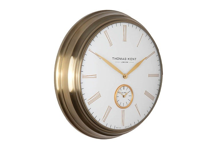 Thomas Kent wandklok "Timekeeper" rond Wit/Goud  - Ø71 CM
