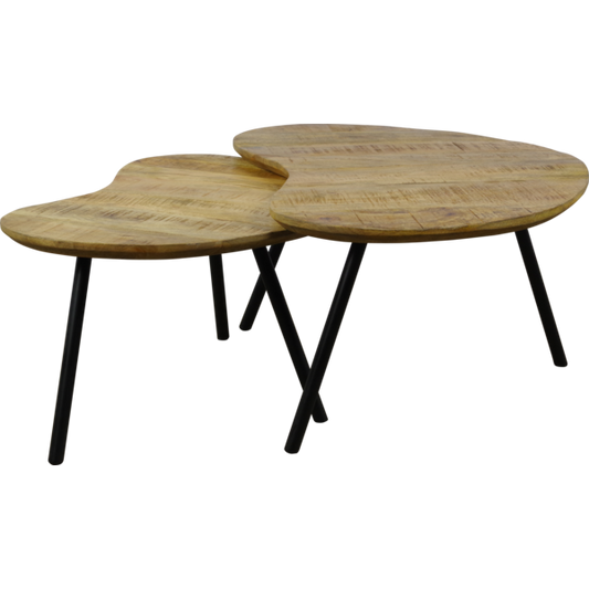 Salontafel set 2 delig Abe hartvormig mangohout (magazijn opruiming)