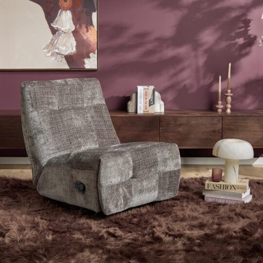 Relaxfauteuil Mila handmatig & draaibaar met unieke schommelstand - Grijze stof