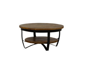 Salontafel mangohout rond met onderblad  Ø70 cm (Magazijn sale)