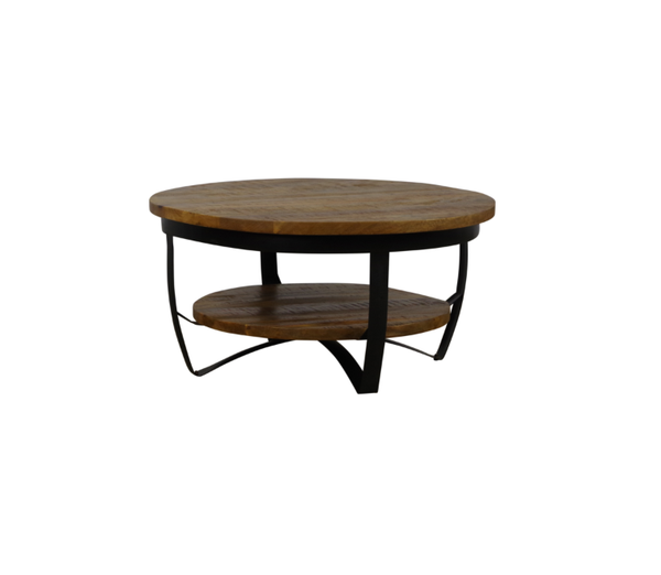 Salontafel mangohout rond met onderblad  Ø70 cm (Magazijn sale)