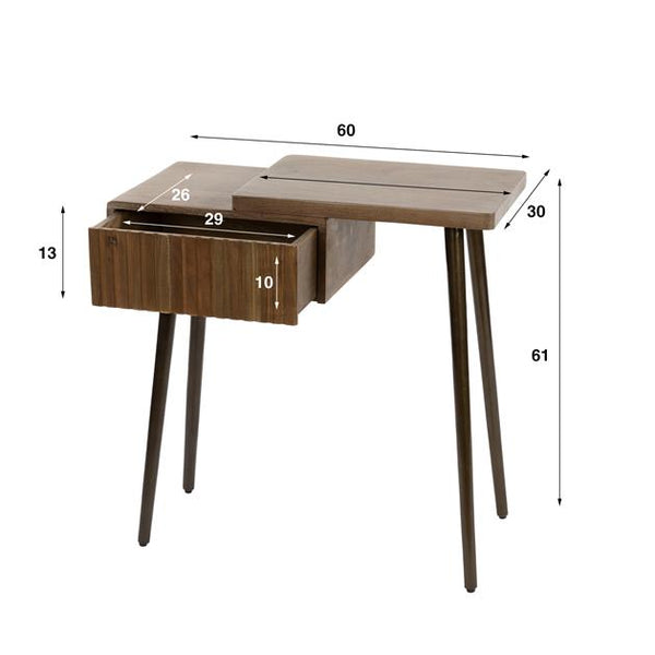 Nachtkastje Carve 1 lade  / Massief acacia drift brown (rechts)