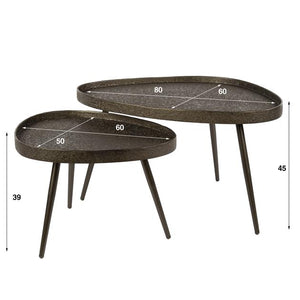 Salontafel Contour driehoekig set van 2 / Brons liquid metal (Magazijn sale)