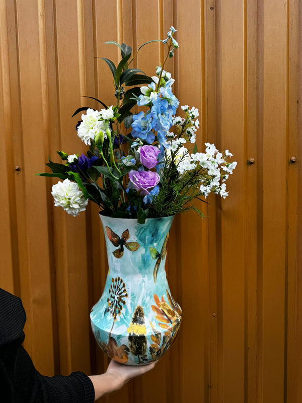 Boeket kunstbloemen - Wit/paars - Boeket A