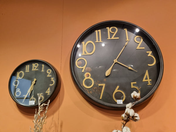 Wandklok metaal 'zwart/goud' Ø 80,5 cm (magazijn sale)