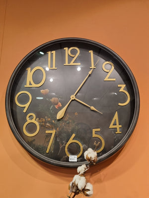 Wandklok metaal 'zwart/goud' Ø 80,5 cm (magazijn sale)