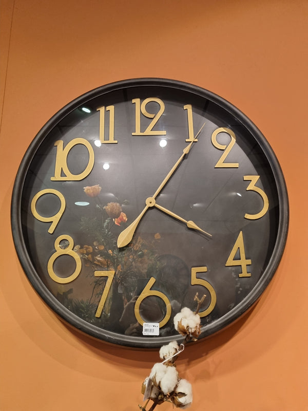 Wandklok metaal 'zwart/goud' Ø 80,5 cm (magazijn sale)
