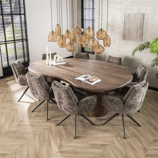 Eetkamertafel sculpture / Massief acacia drift brown