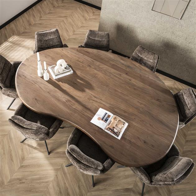 Eetkamertafel sculpture / Massief acacia drift brown