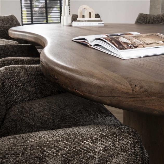 Eetkamertafel sculpture / Massief acacia drift brown
