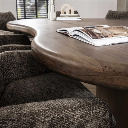 Eetkamertafel sculpture / Massief acacia drift brown