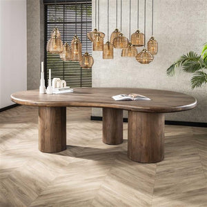 Eetkamertafel sculpture / Massief acacia drift brown
