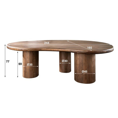 Eetkamertafel sculpture / Massief acacia drift brown