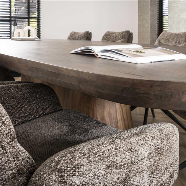 Eetkamertafel 300 arcadia ovaal / Massief acacia drift brown