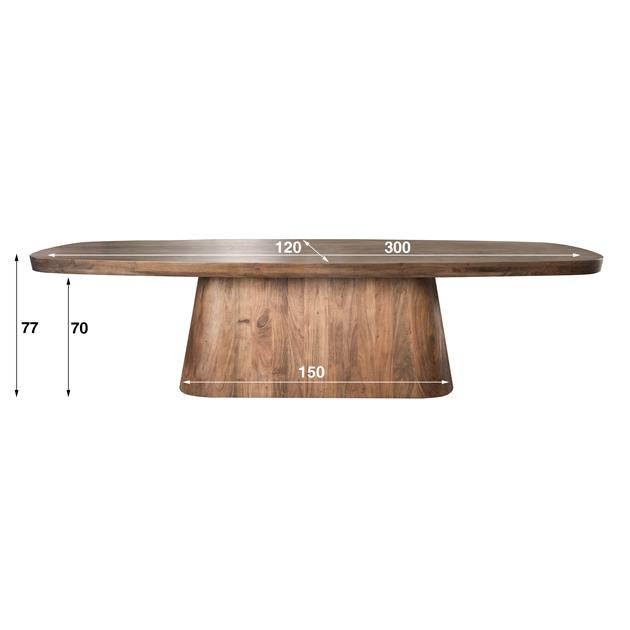 Eetkamertafel 300 arcadia ovaal / Massief acacia drift brown