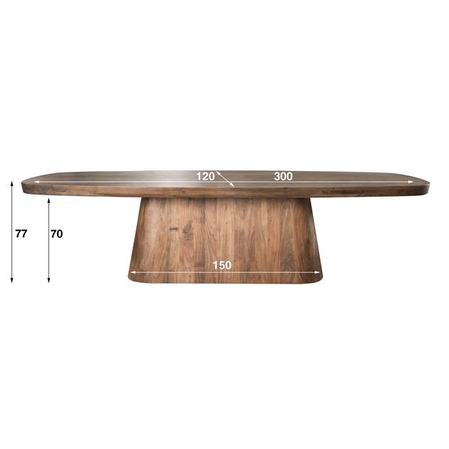 Eetkamertafel 300 arcadia ovaal / Massief acacia drift brown