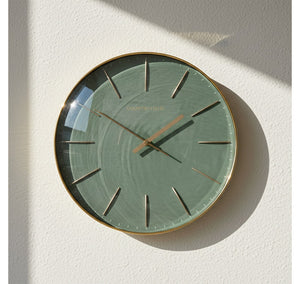 Wandklok Bellamy rond groen/goud Countryfield Ø35 cm (NIEUW)