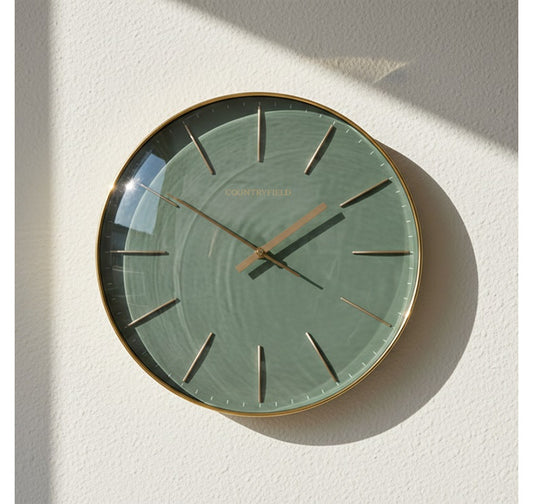 Wandklok Bellamy rond groen/goud Countryfield Ø35 cm