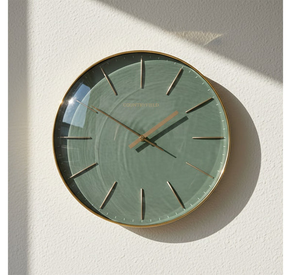Wandklok Bellamy rond groen/goud Countryfield Ø35 cm (NIEUW)