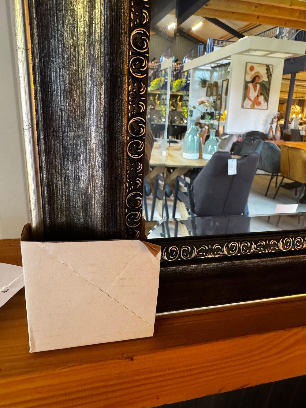 Luxe spiegel Zwart/gouden lijst  86x140 cm facet geslepen  (magazijn opruiming)