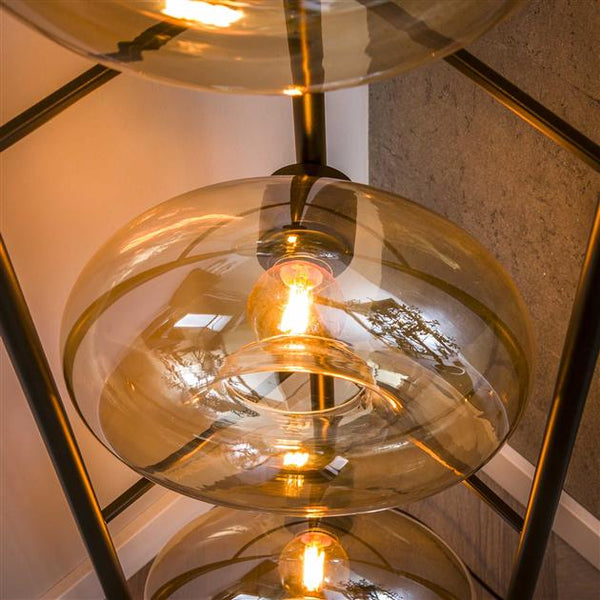 Vloerlamp Soll 4-lichts / Amber glas