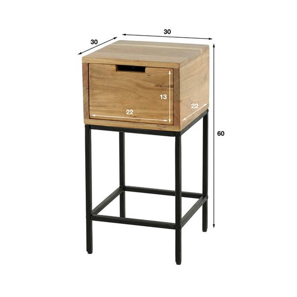 Nachtkastje XS flat / Massief acacia naturel