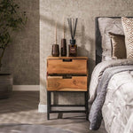 Nachtkastje 2L flat / Massief acacia naturel